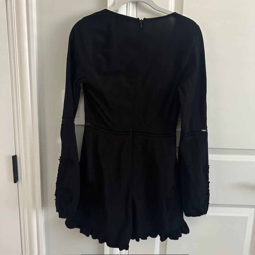 For Love & Lemons Lilou Lace Floral Romper Size: Medium Color: Black - Picture 9 of 11